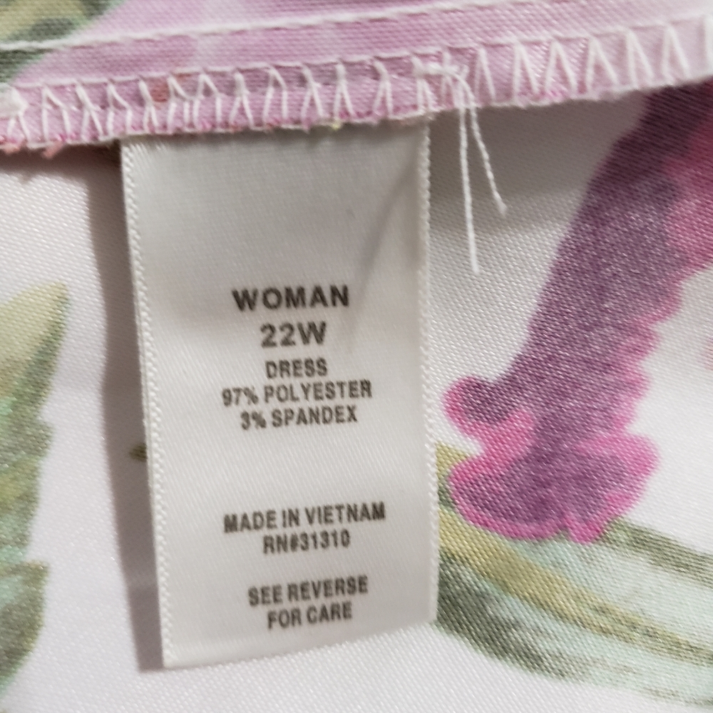 Dress Barn Womans Floral Sleeveless Sheath Pleated Neckline Size 22W - Picture 4 of 4